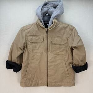 Quiksilver Boys XS Cargo Hooded Jacket Khaki/Gray